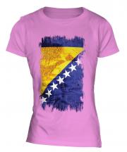Bosnia And Herzegovina Grunge Flag Ladies T-Shirt