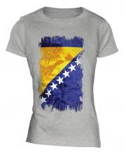 Bosnia And Herzegovina Grunge Flag Ladies T-Shirt