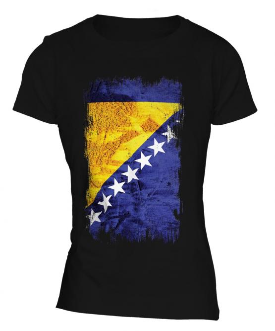 Bosnia And Herzegovina Grunge Flag Ladies T-Shirt