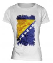 Bosnia And Herzegovina Grunge Flag Ladies T-Shirt