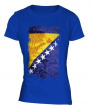 Bosnia And Herzegovina Grunge Flag Ladies T-Shirt
