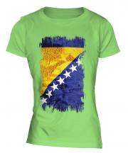 Bosnia And Herzegovina Grunge Flag Ladies T-Shirt