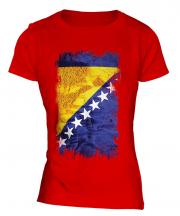 Bosnia And Herzegovina Grunge Flag Ladies T-Shirt