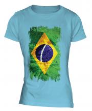 Brazil Grunge Flag Ladies T-Shirt