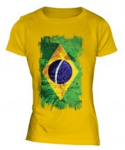 Brazil Grunge Flag Ladies T-Shirt