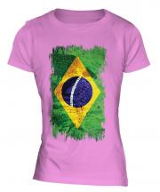 Brazil Grunge Flag Ladies T-Shirt