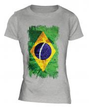 Brazil Grunge Flag Ladies T-Shirt