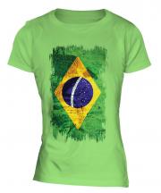 Brazil Grunge Flag Ladies T-Shirt