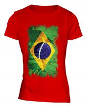 Brazil Grunge Flag Ladies T-Shirt