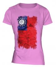 Burma Grunge Flag Ladies T-Shirt
