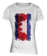 Cambodia Grunge Flag Ladies T-Shirt