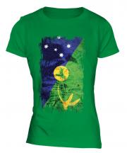 Christmas Island Grunge Flag Ladies T-Shirt