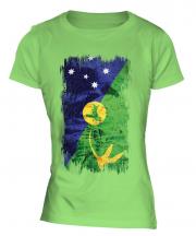 Christmas Island Grunge Flag Ladies T-Shirt