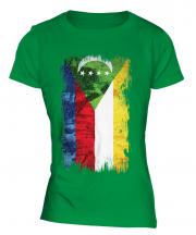 Comoros Grunge Flag Ladies T-Shirt