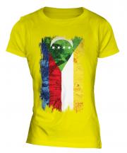 Comoros Grunge Flag Ladies T-Shirt