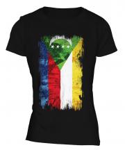 Comoros Grunge Flag Ladies T-Shirt