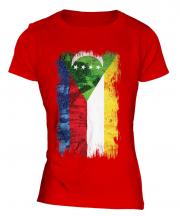 Comoros Grunge Flag Ladies T-Shirt