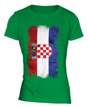 Croatia Grunge Flag Ladies T-Shirt