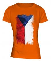 Czech Republic Grunge Flag Ladies T-Shirt