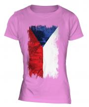 Czech Republic Grunge Flag Ladies T-Shirt