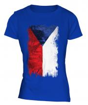 Czech Republic Grunge Flag Ladies T-Shirt