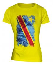 Democratic Rep. Of Congo Grunge Flag Ladies T-Shirt