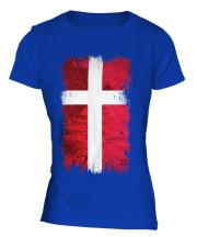 Denmark Grunge Flag Ladies T-Shirt