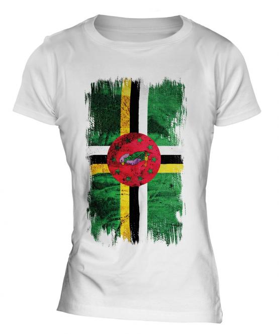 Dominica Grunge Flag Ladies T-Shirt