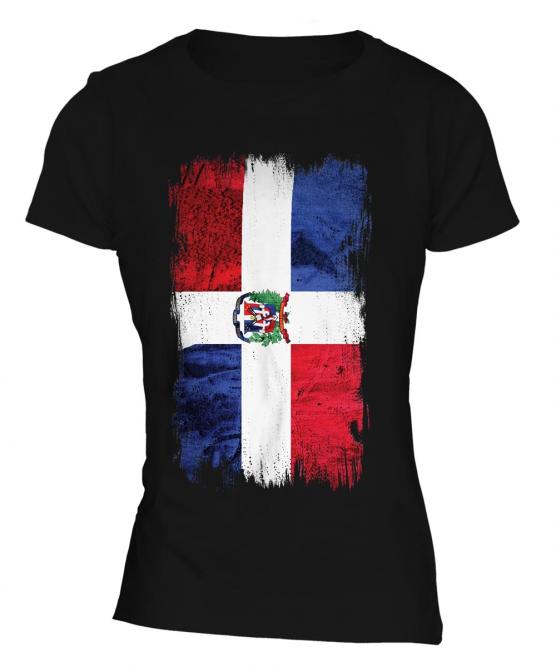Dominican Republic Grunge Flag Ladies T-Shirt