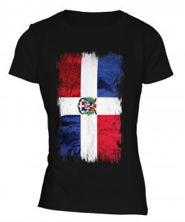 Dominican Republic Grunge Flag Ladies T-Shirt