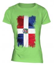 Dominican Republic Grunge Flag Ladies T-Shirt