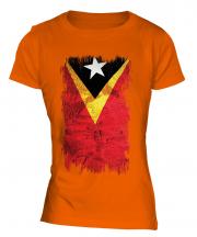 East Timor Grunge Flag Ladies T-Shirt