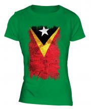 East Timor Grunge Flag Ladies T-Shirt