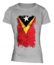 East Timor Grunge Flag Ladies T-Shirt