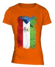 Equatorial Guinea Grunge Flag Ladies T-Shirt