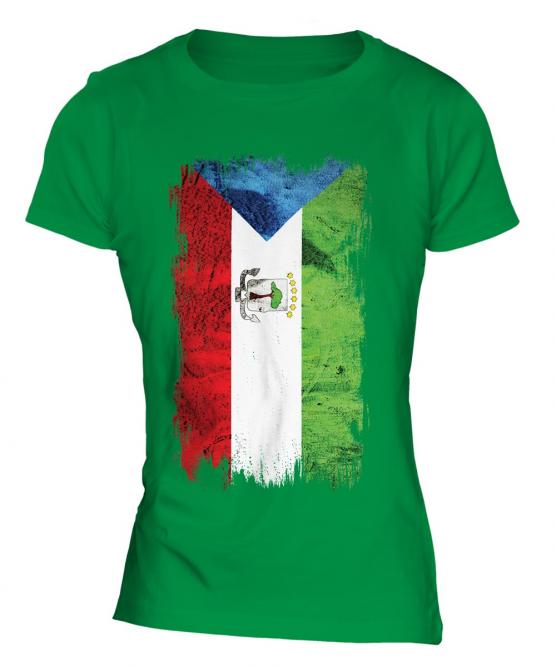 Equatorial Guinea Grunge Flag Ladies T-Shirt