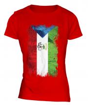 Equatorial Guinea Grunge Flag Ladies T-Shirt