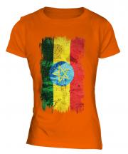 Ethiopa Grunge Flag Ladies T-Shirt