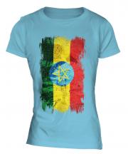 Ethiopa Grunge Flag Ladies T-Shirt