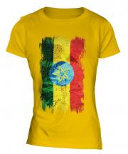 Ethiopa Grunge Flag Ladies T-Shirt