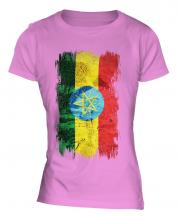 Ethiopa Grunge Flag Ladies T-Shirt