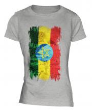 Ethiopa Grunge Flag Ladies T-Shirt