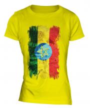 Ethiopa Grunge Flag Ladies T-Shirt