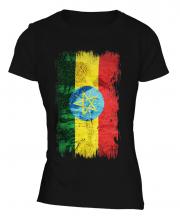 Ethiopa Grunge Flag Ladies T-Shirt
