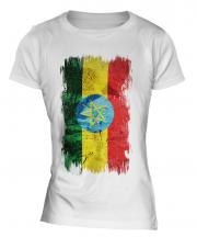 Ethiopa Grunge Flag Ladies T-Shirt