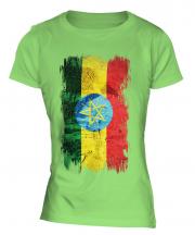Ethiopa Grunge Flag Ladies T-Shirt
