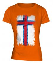Faroe Islands Grunge Flag Ladies T-Shirt