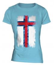 Faroe Islands Grunge Flag Ladies T-Shirt