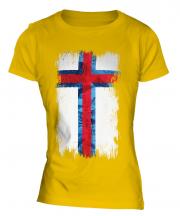 Faroe Islands Grunge Flag Ladies T-Shirt
