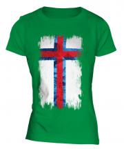 Faroe Islands Grunge Flag Ladies T-Shirt